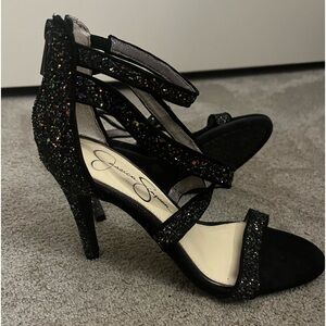 Jessica Simpson - Annalesse Black Glitter Sandals [ Size = 6.5 / 36.5 ]
